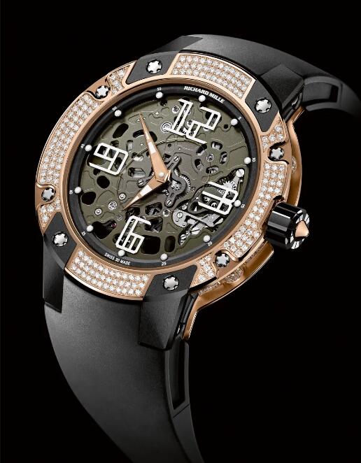 Review Richard Mille RM 033 Extra Flat Automatic Red Gold diamond Copy Watch - Click Image to Close